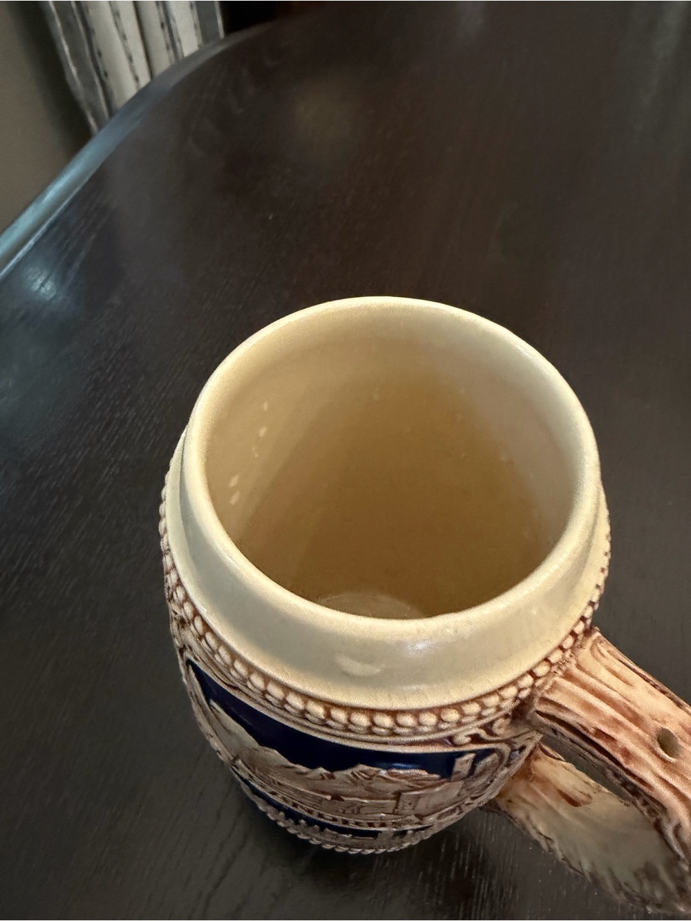 Decorative Ticino Locarno Ceramic Beer Stein - Cream and Blue - Picture 5 of 6